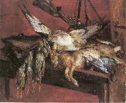 Lovis Corinth Hase und Rebhuhner oil on canvas